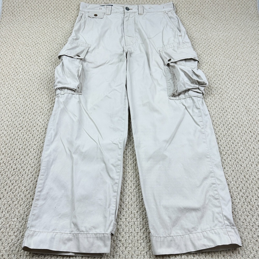 Vtg Ralph Lauren Polo Cargo Pants Mens 34x30 Beige Utility Baggy Straight Fit
